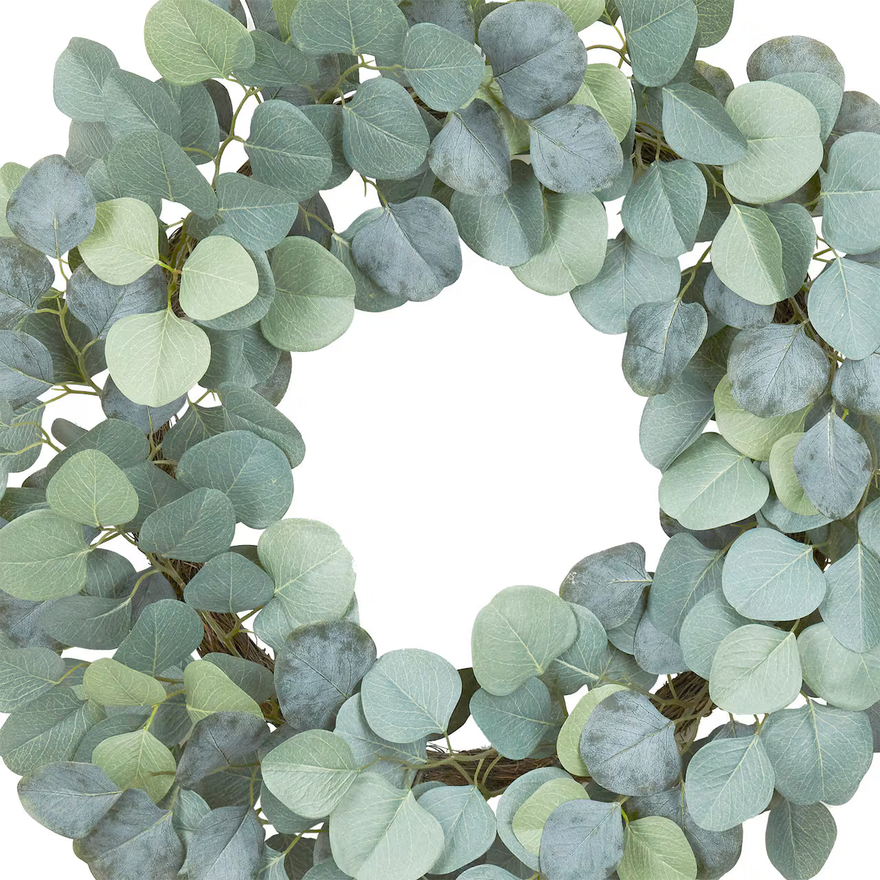 22" Eucalyptus Wreath – Lush Green Artificial Leaf Wreath for Wall, Window, Mantel & Indoor Home Décor