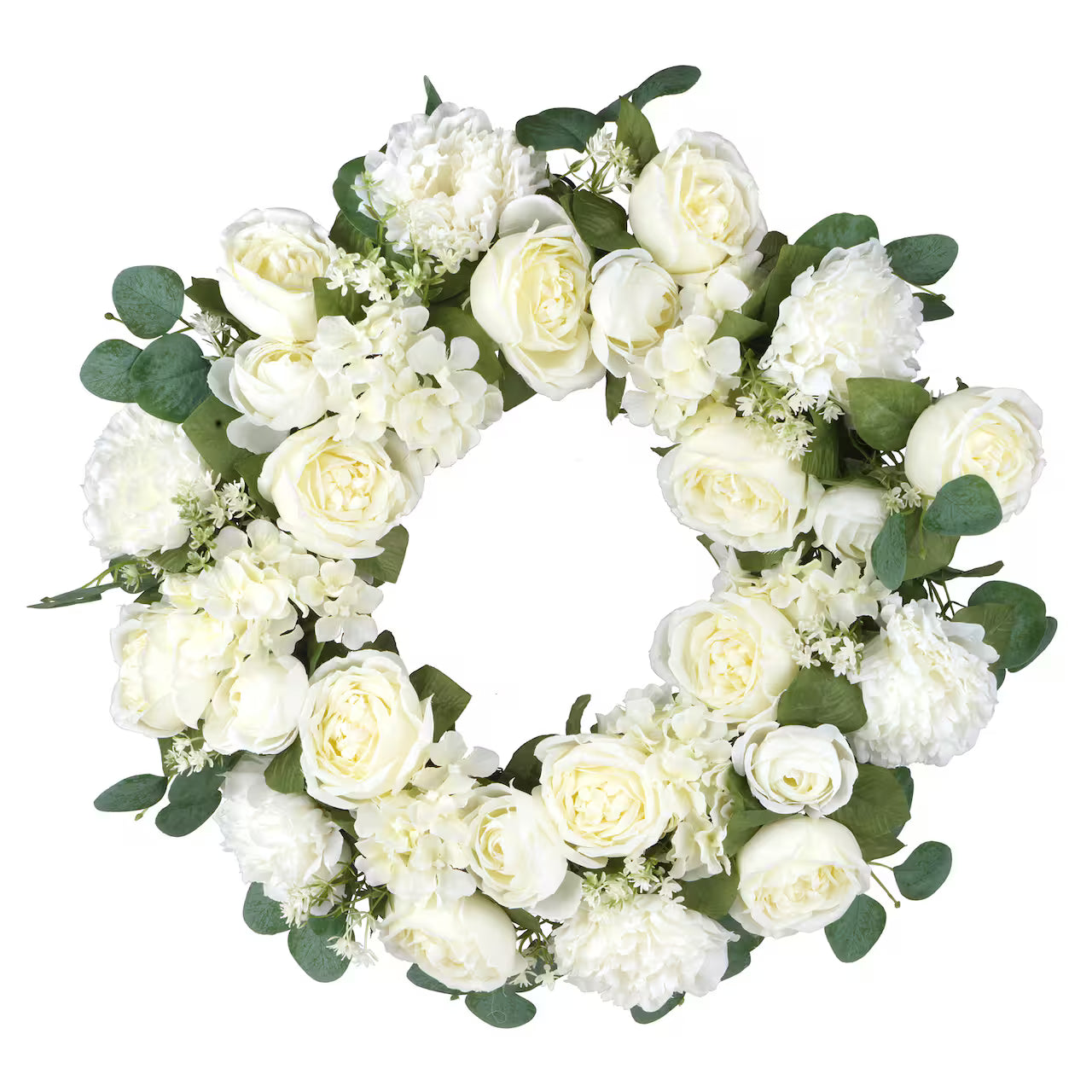 22" Cream Peony & Hydrangea Wreath – Elegant Artificial Spring Floral Door Wreath for Entryway, Wall & Mantel Décor