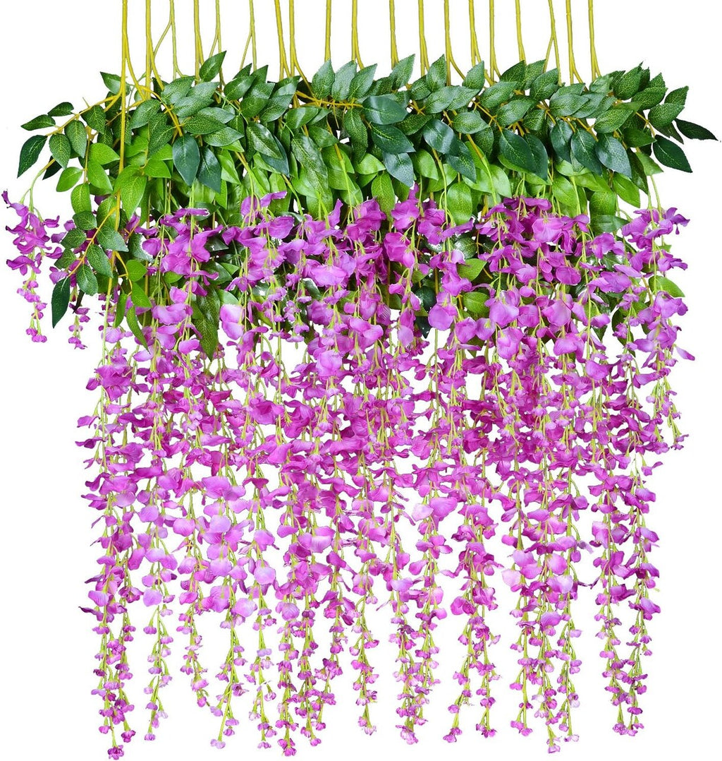 12 Pack Artificial Wisteria Vine Garland – 3.6ft Silk Hanging Flowers for Wedding, Home & Event Décor