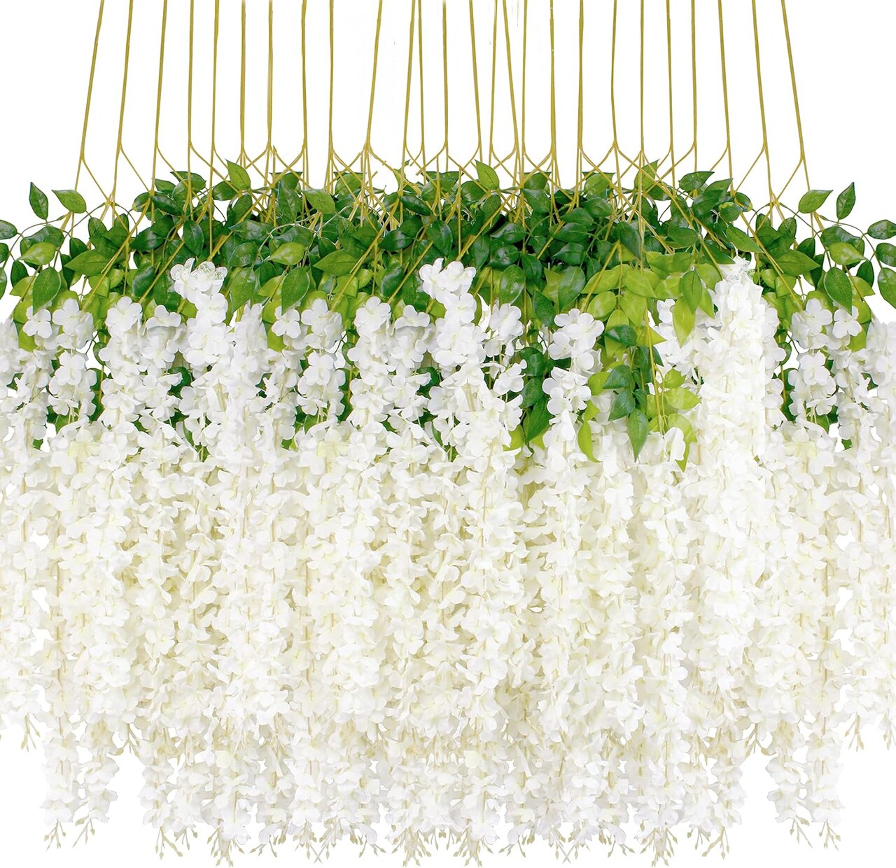 24 Pack Artificial Wisteria Vine Garland – Silk Hanging Flowers for Wedding, Home & Event Décor