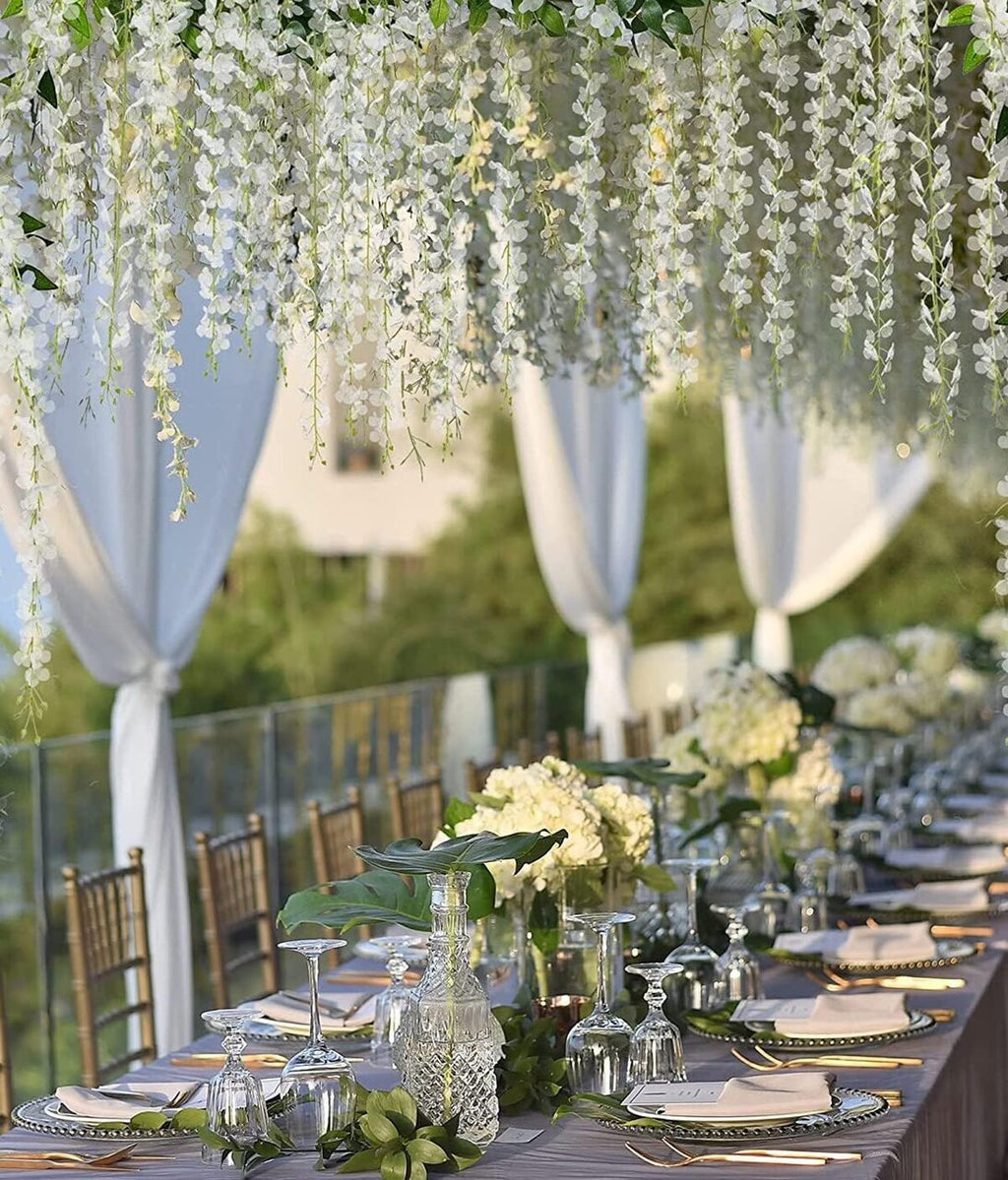 24 Pack Artificial Wisteria Vine Garland – Silk Hanging Flowers for Wedding, Home & Event Décor