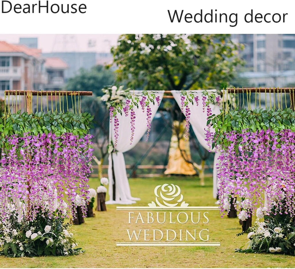 12 Pack Artificial Wisteria Vine Garland – 3.6ft Silk Hanging Flowers for Wedding, Home & Event Décor