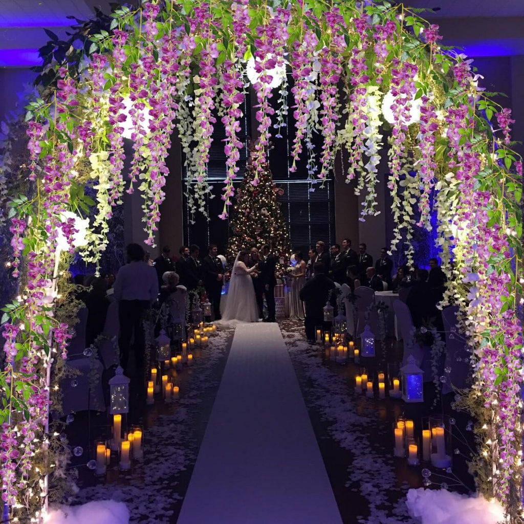 12 Pack Artificial Wisteria Vine Garland – 3.6ft Silk Hanging Flowers for Wedding, Home & Event Décor