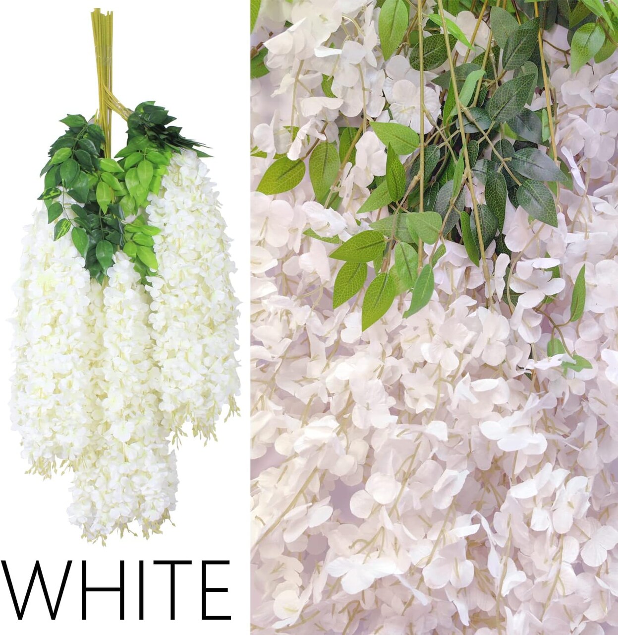 24 Pack Artificial Wisteria Vine Garland – Silk Hanging Flowers for Wedding, Home & Event Décor