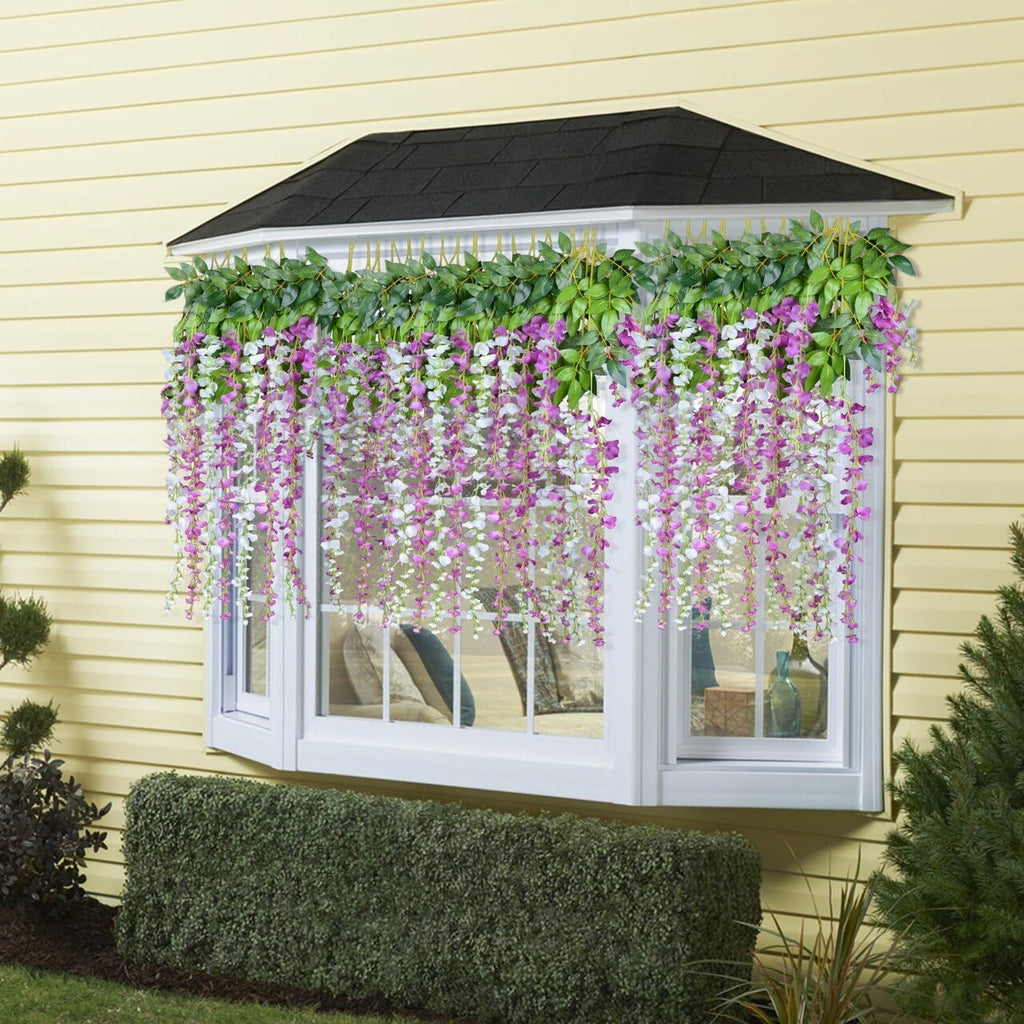 12 Pack Artificial Wisteria Vine Garland – 3.6ft Silk Hanging Flowers for Wedding, Home & Event Décor