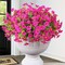 12 Bundles Realistic UV-Resistant Artificial Petunia Flowers for Outdoors – Lifelike Faux Plants with Eucalyptus for Porch, Garden & Patio (Fuchsia)