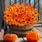 10 Bundles Artificial Fall Flowers for Outdoors with Eucalyptus – UV-Resistant Faux Autumn Plants for Porch, Yard & Window Boxes